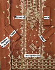 Dhanak Embroidered 3-Piece Suit with Matching Dhanak Embroidered Dupatta