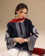 DASTAAN Embroidered 3-Piece Set – Premium Stone Linen (Winter Collection)