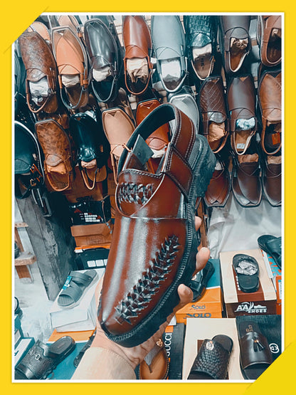 3 Inch Height Increase Skull Pure Leather Shoes & Keheri Peshawari Chappal – Brown & Black